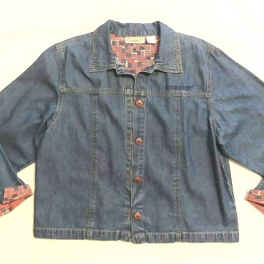 Vintage Jean Denim Jacket American Flag Detail Cropped